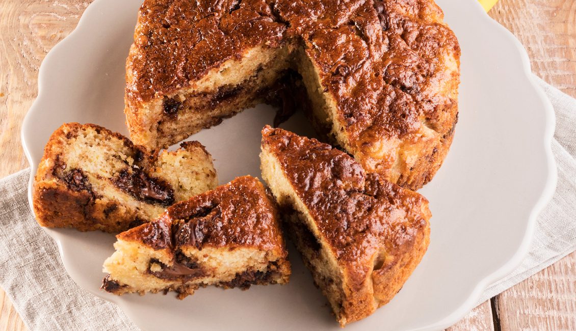 Banana cake with Ciokocrem and plant-based Basmati rice drink