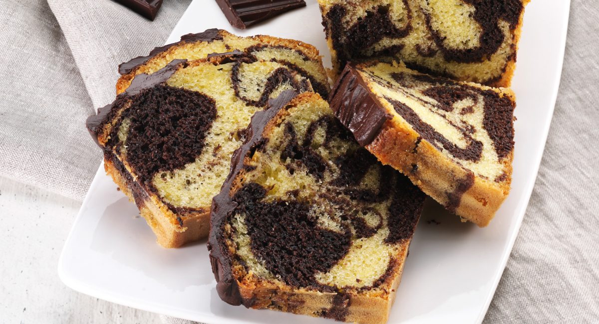 Dark chocolate loaf cake with sea salt and mixed blossom honey glaze