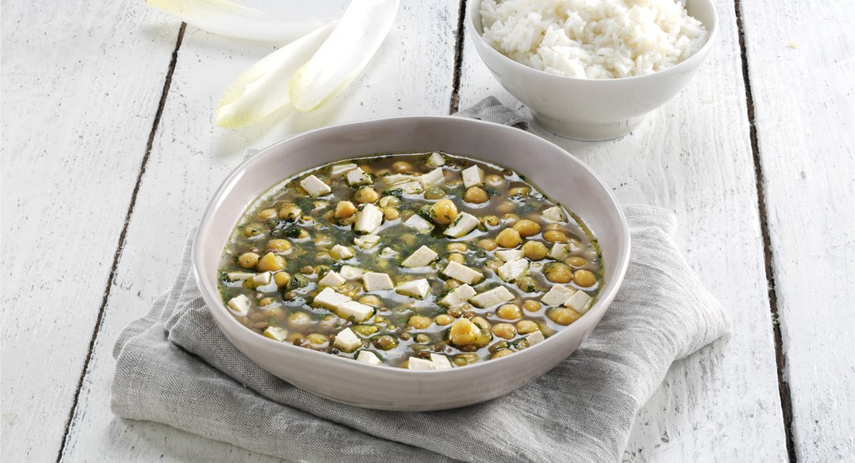 Chick pea and lentil curry with tofu