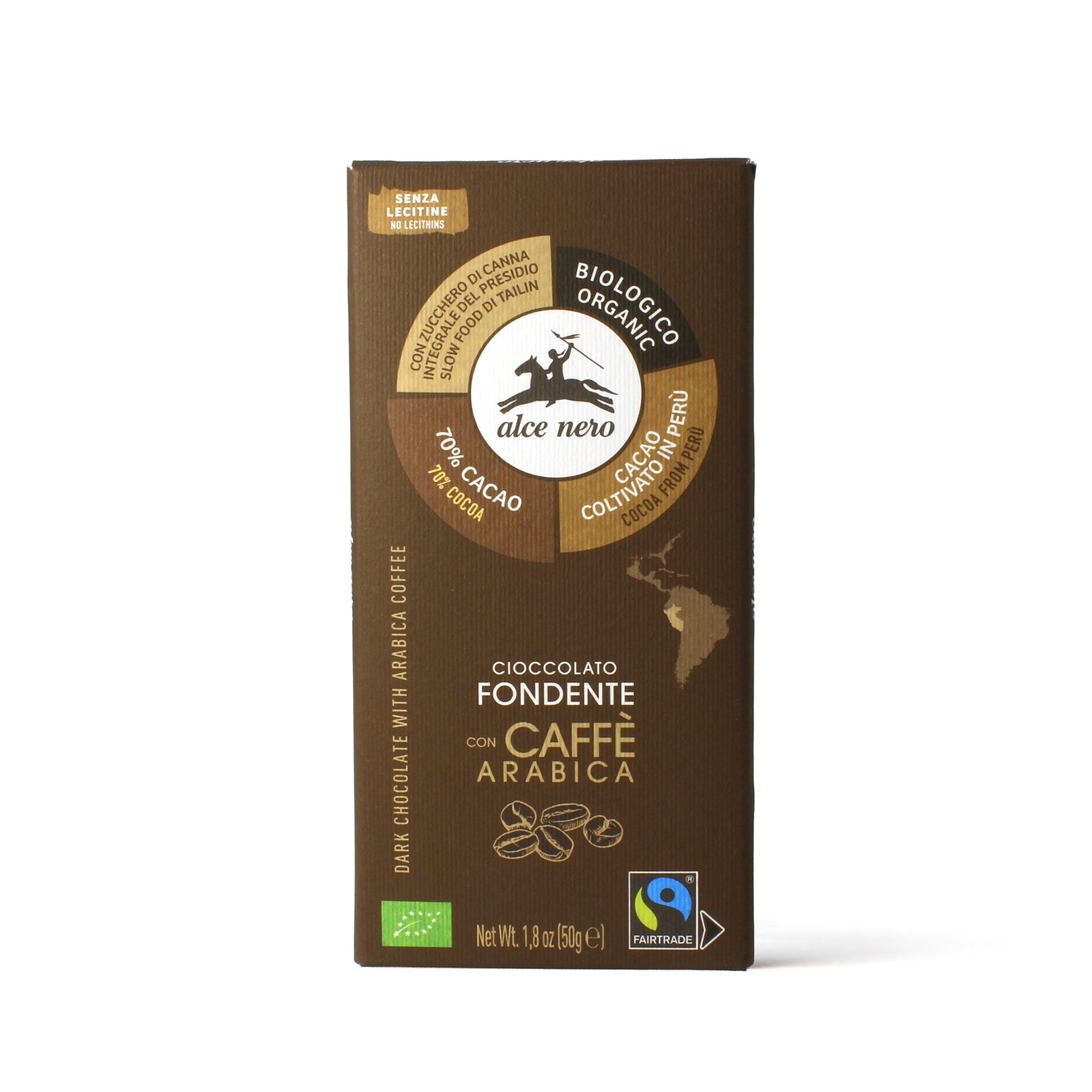 Organic dark chocolate bar with coffee 70% cocoa- CFC050 | Alce Nero