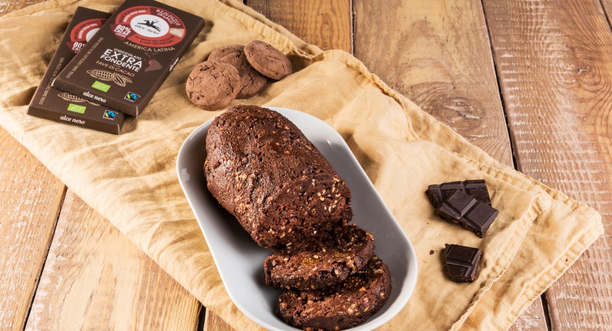 Sweet chocolate and hazelnut salami
