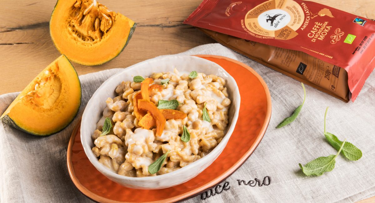 Pumpkin and coffee spätzle