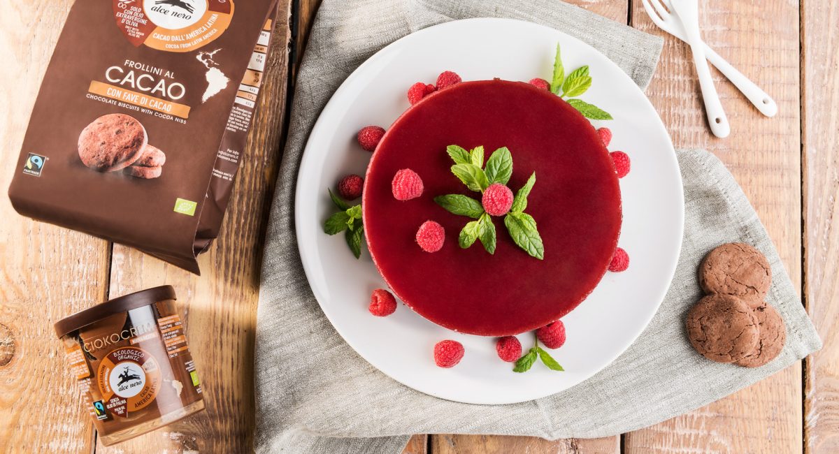 Raw chocolate and raspberry cake