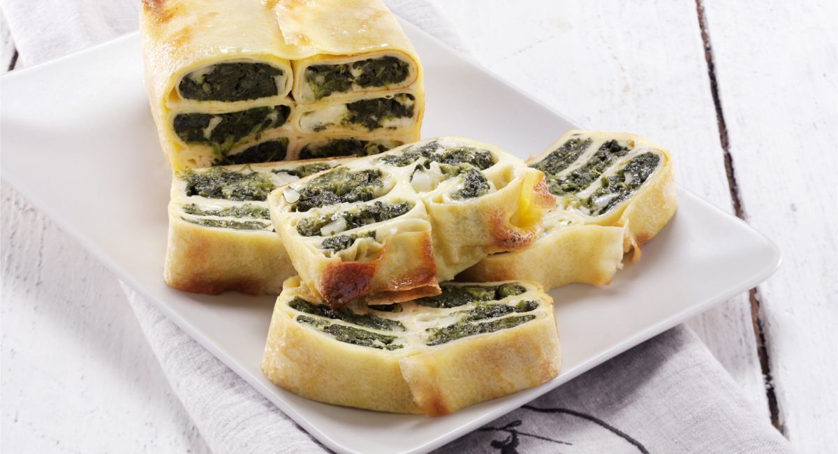 Terrine of crêpes with tofu and spinach