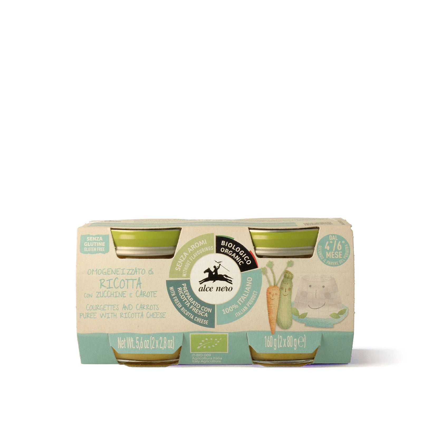 Organic ricotta, courgette and carrot baby food  -(2x80g) - BFRI160