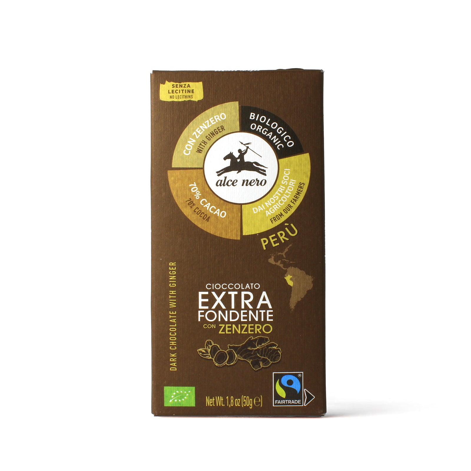 Organic extra dark chocolate bar with ginger 70% cocoa - CFZ050